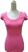 Scoop Neck Front Shirring Sleeves Plain T-Shirt