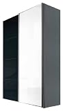 Solutions 49130-400 Schwebet&uuml;renschrank 150 x 216 x 68 cm / silber / Spiegel / Glas-schwarz