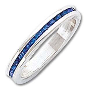 Sterling Silver 2.75mm Blue Eternity Band
