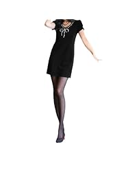 Scoop Neck Short Sleeves Cotton/Polyester  Mini Dress  With Pearls