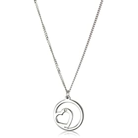 Love Peace and Hope Silver Heart Pendant With Single Diamond