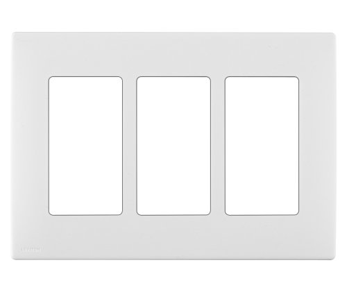Leviton Renu REWP3-WW Three-Gang Screwless Snap-On Wallplate, White on White