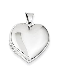 Genuine IceCarats Designer Jewelry Gift 14K Wg 21Mm Heart Plain Domed Family Locket