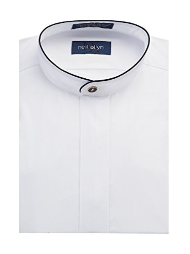 Neil Allyn Men's Dress Shirt Banded Collar with Black Piping