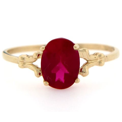 10k Gold Synthetic Ruby July Birthstone Ring Jewelry