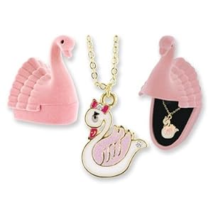Swan Crystal Charm Pendant With Velour Swan Shaped Box