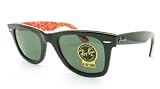 Ray-Ban RB2140 Original Wayfarer Sunglasses,Black and Red Mania Frame/G-15 XLT Lens,50 mm