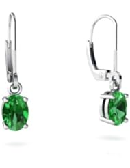 Created Emerald 14kt White Gold Lever Back Earrings