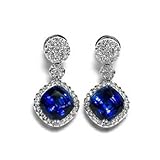 18K White Gold Tanzanite and Diamond Earrings