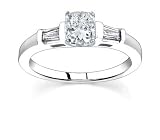 0.9 CT CUSHION DIAMOND 18K WHITE GOLD RING NEW