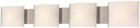 Alico Lighting BV714-10-16 Pannelli 4 Light Vanity In Stainless Steel And Hand-Moulded White Opal Glass, 41 by 6-Inches