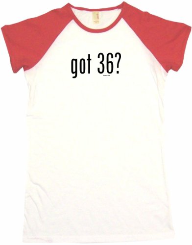 got 36? Women's Tee Shirt Large-White/Red Babydoll (petite fit)
