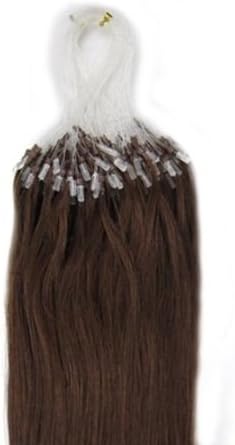 100s 20" Remy Loops Micro Rings Tipped Human Hair Extensions 4# Chocolate Brown 50g