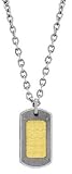 Men's Dog-Tag in Matte Stainless Steel and 18K Gold