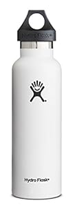 Hydro Flask 18 oz Vacuum Insulated Stainless Steel Water Bottle, Standard Mouth w/Loop Cap, White