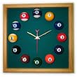 12in Square Billiard Clock Oak & Dark Green Mali Felt