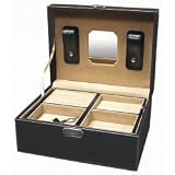 Faux Leather Jewelry Box (Black) (4H x 9W x 6''D)