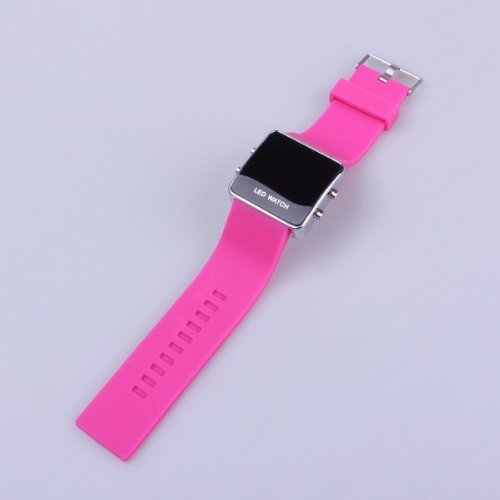 Rose Pink Silicone Band LED Sport Digital Wristwatch Unisex Rose Pink Silicone Band LED Sport Digital Wristwatch Unisex