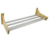 36" Chrome and Oak Hat & Coat Rack