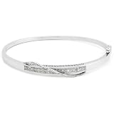 10k White Gold Diamond Twist Bangle Bracelet (3 4 cttw, I-J Color, I3 Clarity)