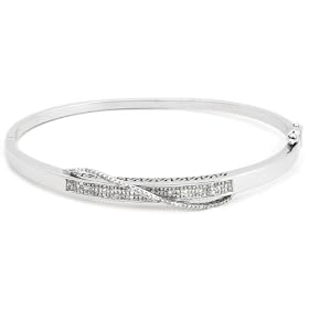 10k White Gold Diamond Twist Bangle Bracelet (3 4 cttw, I-J Color, I3 Clarity) by Amazon.com Collection