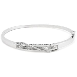 10k White Gold Diamond Twist Bangle Bracelet (3 4 cttw, I-J Color, I3 Clarity) by