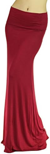 Red Lime Sunday Women's Rayon Span Regular To Plus Basic Maxi Long Skirt - Solid (3XLARGE, BURGUNDY)