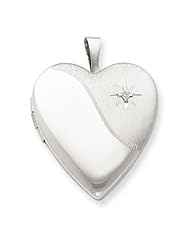 Genuine .925 Sterling Silver 20mm with Diamond Star Satin/Polished Heart Locket. 100% Satisfaction Guaranteed.