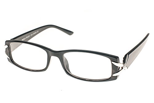 Paola Piagi Womens Plastic Rectangular Shiny Silver/Gold Décor Reader Glasses Black +1.50