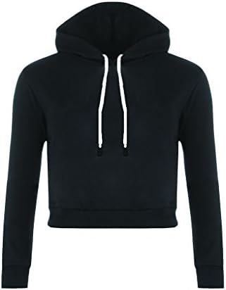 Dicross Women's Solid Color Plain Crop Top Hoodie
