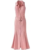 Snap-front belted dress