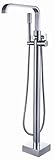 Rozinsanitary Floor Standing Chrome Finish Bathroom Bathtub Faucet Waterfall Tub Tap W/ Hand Shower 