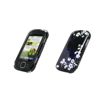 Best Price Premium Black with White Flowers Design Snap-On Cover Hard Case Cell Phone Protector for Motorola CLIQ XT / Quench [Accessory Export Brand Packaging]