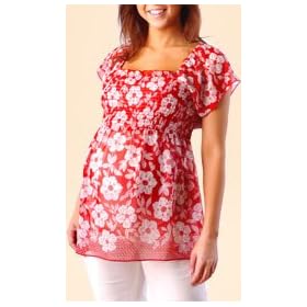 short sleeve smocked maternity shirt