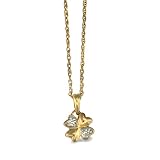 9ct Yellow Gold 2pts Diamond Set 4 Heart Flower Shape Pendant On An 18 Prince Of Wales Chain
