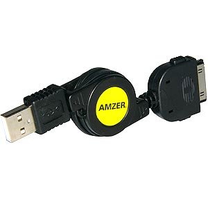 New Amzer Retractable Hotsync Charge Data Cable Black For Iphone 4 Cdma Iphone 4 Sync Charging