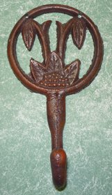 Brown Cast Iron Lily Coat Hook