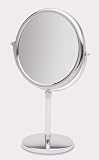 Jerdon First Class 9″ Table Top Mirror, 5X-1X Magnification, Adjustable Height from 16.5″ to 21.5″, Chrome Finish