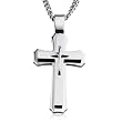 Stainless Steel Mens Large Cross Pendant with 24 Inch Curb Chain