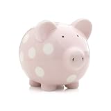 Elegant Baby Classic Pig Bank with White Polka Dots - Pastel Pink