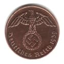 1939-D German Third Reich 2 Reichspfennig Coin KM#90