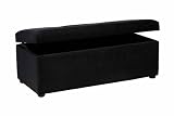 Handy Living Hinged Storage Bench Ottoman Microfiber, Black
