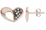 Brown Diamond 14K Pink Gold Heart Earrings
