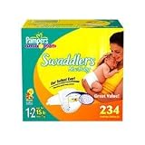 Pampers Swaddlers Diapers, Size 1-2 (up to 15 Lbs), Economy Plus Pack, 234 Swaddlers