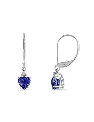 10k Gold Created Sapphire Diamond Accent Earrings