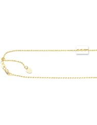 14K Yellow Gold 22 Inch Diamond Cut Adjustable Rope Chain with Lobster Clasp and Small Heart Charm