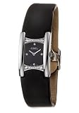 Ebel Beluga Manchette Ladies' Watch Stainless Steel Black Diamond Dial Diamond Bezel on Black Strap 9057A28/563035A06
