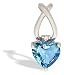 14K White Gold Genuine Heart Blue Topaz and Diamond Pendant