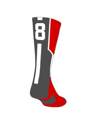 TCK Player Id Red Custom Number Crew Sock (SINGLE SOCK)