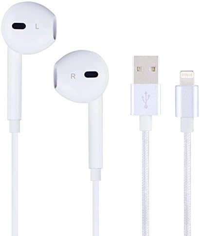 Mopow Earphones Headphones Earbuds with Mic &amp; Remote Control for iPhone 6/6s/6 Plus/6s Plus/ 5/5c/5s, iPad/iPod, with Nylon Braided Lightning Cable Charging cord